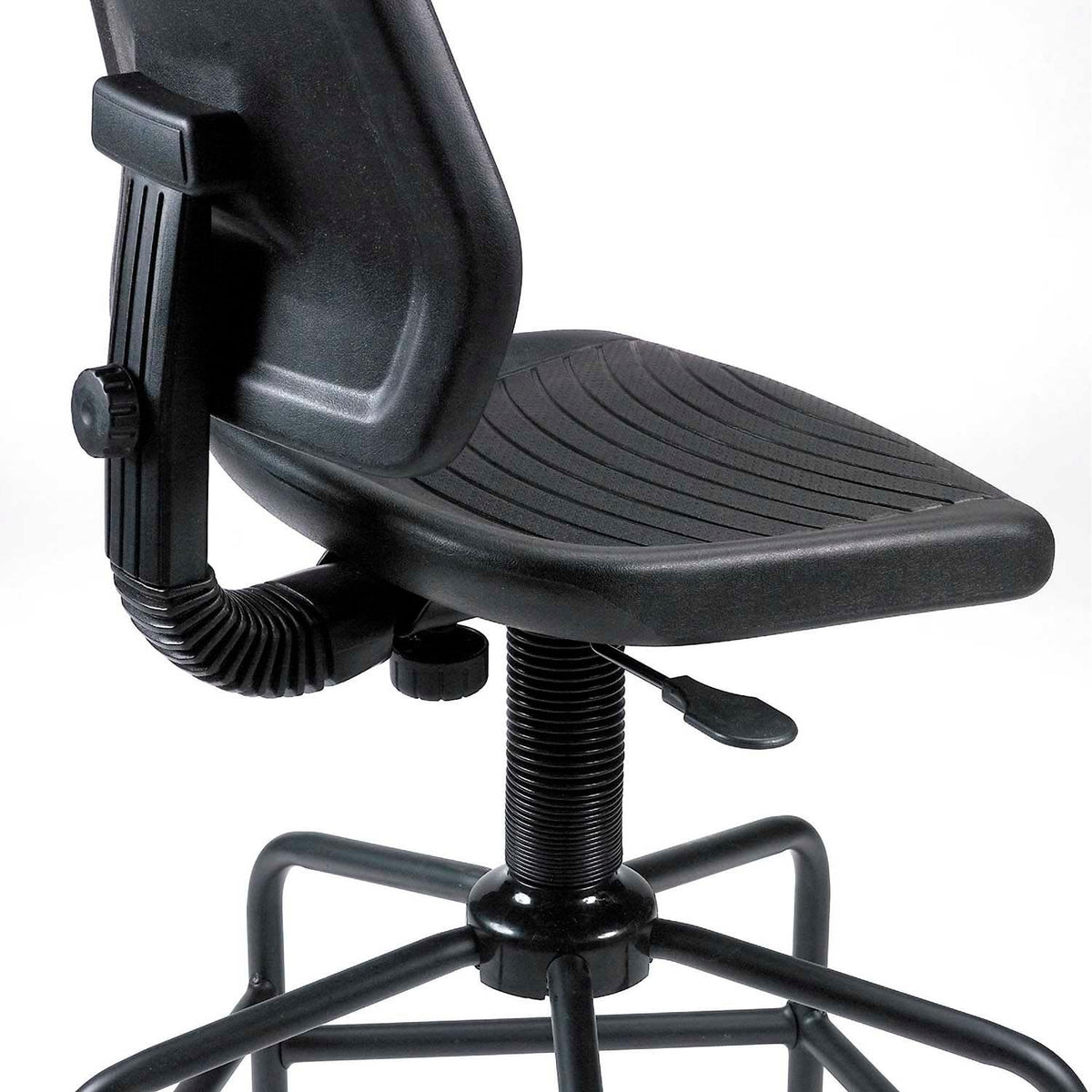 Task Stool with Spider Base by Global Industrial – Large, polyurethane, Black, Model 516125