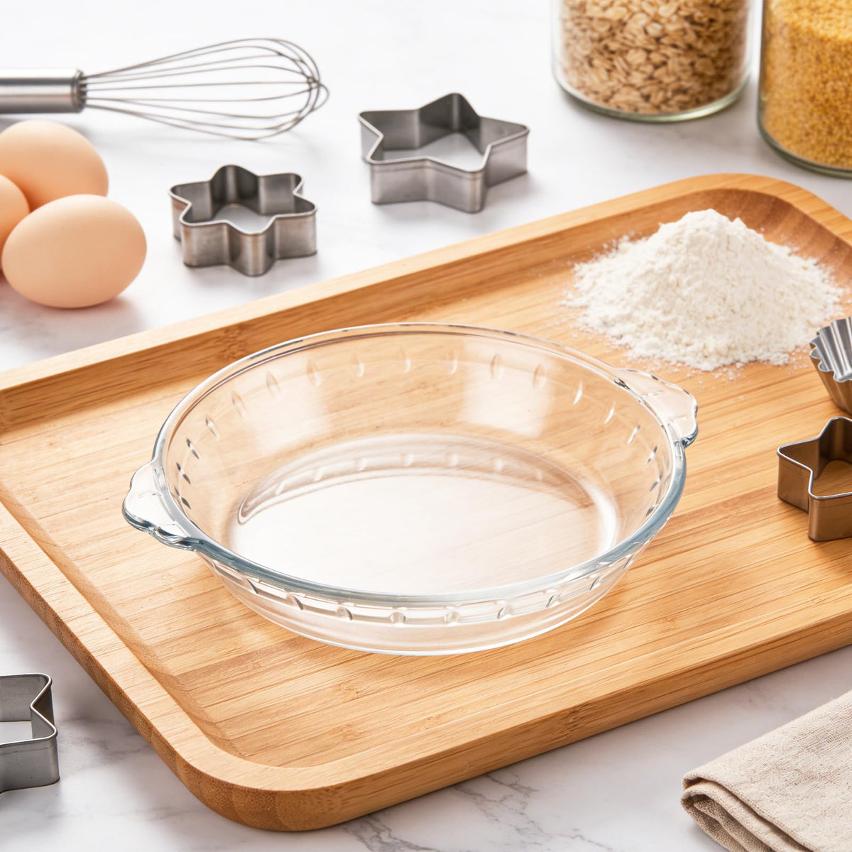 LDHHYH Glass Pie Dish Set, 7 Inch Round Baking Plate, Clear
