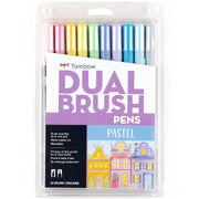Art Marker Collection: Pastel 10 Piece Dual Brush Pen Set with Blending Palette Kit by Tombow – Model 810217931024