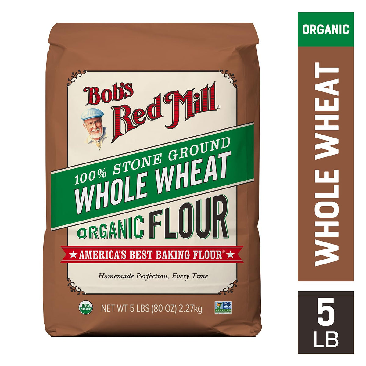 Organic Whole Wheat Flour by Bob's Red Mill – 5 Pound (Pack of 1), Model BRM-206
