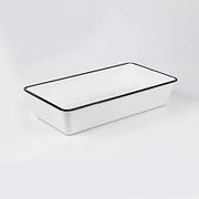 American Metalcraft MRW815 White Melamine Bowl, Black Rim, Rectangular, 144-Ounces