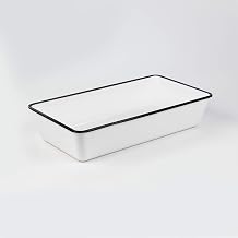 American Metalcraft MRW815 White Melamine Bowl, Black Rim, Rectangular, 144-Ounces