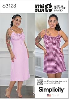 Simplicity S3128 Women's Fitted Midi & Mini Dress Sewing Pattern by Mimi G Style, Sizes 18-26