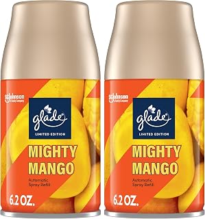 Glade Automatic Spray Refill, Mighty Mango, Scented Air Freshener for Home and Bathroom, 6.2 Oz, 2 Count