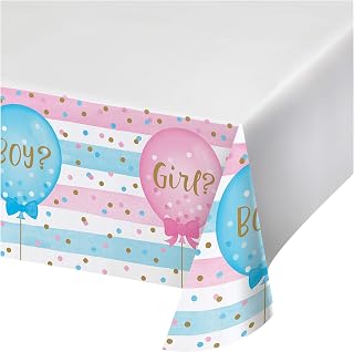 Creative Converting 336690 Gender Reveal Balloons Plastic Tablecloth