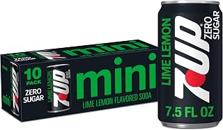 7UP Zero Sugar Lime Lemon Soda, 7.5 Fl Oz Mini Cans, 10 Pack