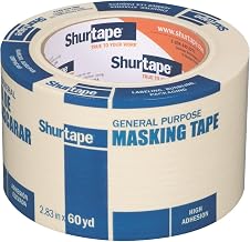 Shurtape CP 105 General Purpose Grade, Medium-High Adhesion Masking Tape, 72mm x 55m, Natural, 1 Roll (104469)