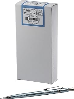 Pentel Sharp Mechanical Pencil (0.7mm) Metallic Sky Blue Barrel, Box of 12 (P207MS)