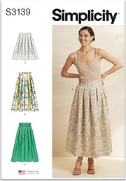Simplicity S3139 Women's High-Waisted Pleated Skirt Sewing Pattern, Sizes 6-14