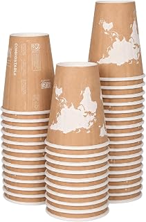 ECO PRODUCTS World Art Disposable Insulated Coffee Cups, 8 oz, 40 Pack | Eco-Friendly Hot Beverage Cups, PLA Double-Wall Insulation, Paper To-Go Cups For Food Service, Restaurant, Cafeteria, Office