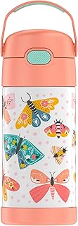 FUNTAINER F4101 Stainless Steel Kids Bottle by THERMOS – 12 Ounces, Stainless Steel, Pastel Delight Butterfly, Model F40121BFBW4