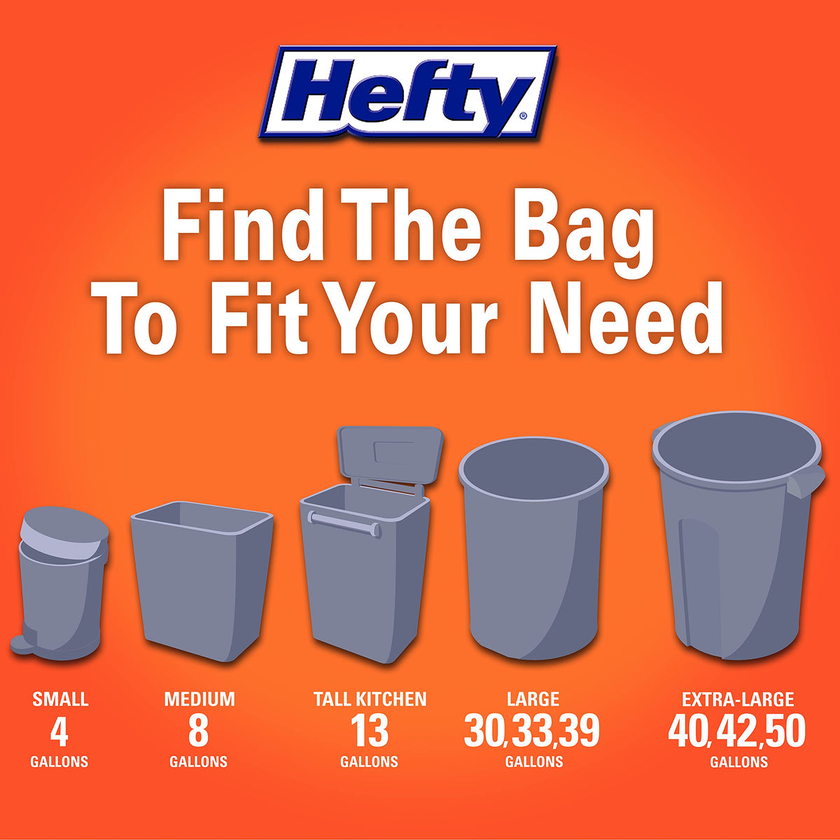 Ultra Strong Made with 50% Recovered Materials* Tall Kitchen Trash Bags by Hefty – 80 Count (Pack of 3), 13.0 gallons, Plastic, Grey, Pack of 3