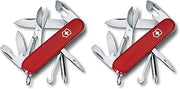 Victorinox Super Tinker Swiss Army Knife,14 Function Swiss Made Pocket Knife with Large Blade,2 Screwdrivers and Multipurpose Hook - Red,(Pack of 2)