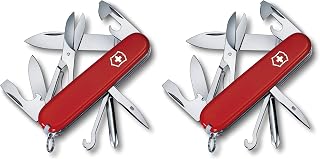 Victorinox Super Tinker Swiss Army Knife,14 Function Swiss Made Pocket Knife with Large Blade,2 Screwdrivers and Multipurpose Hook - Red,(Pack of 2)