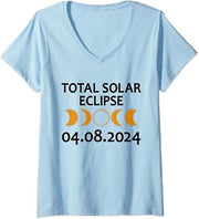 Total Solar Eclipse America 04.08.2024 Spring USA Totality V-Neck T-Shirt