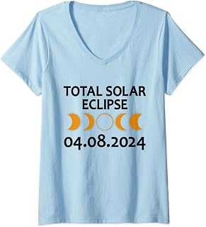 Total Solar Eclipse America 04.08.2024 Spring USA Totality V-Neck T-Shirt