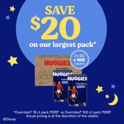 Overnites Diapers Size by HUGGIES – Size 5, Rubber, Multi-color, Pack of 50, Model 00036000535990