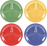 G.E.T. CP-10-MIX-EC Heavy-Duty 3-Compartment Divided Plastic Plates, 10.25", Mardi Gras Mix (Set of 4)