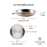 CopperBond® Aura™ 8.5" Professional Copper Skillet by Hestan – 8.5 Inches, 1.5 quarts, Copper, Model 31847