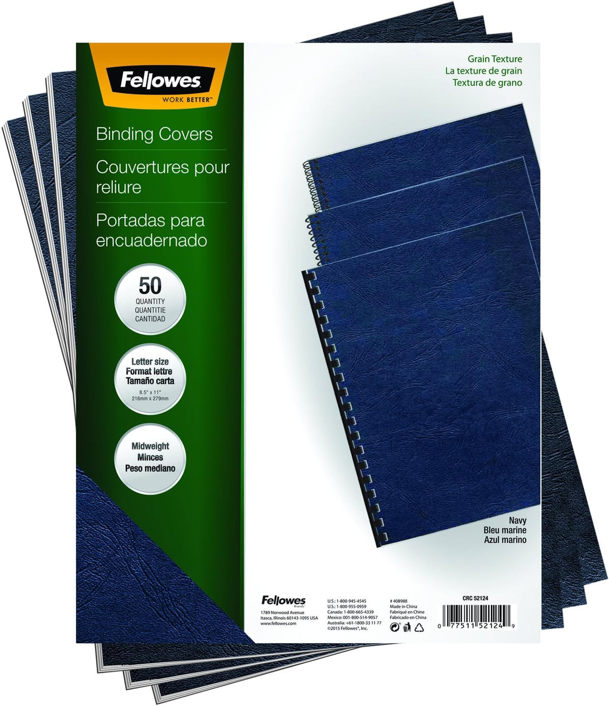 Fellowes 8 / 400 Pack / Navy Binding Covers