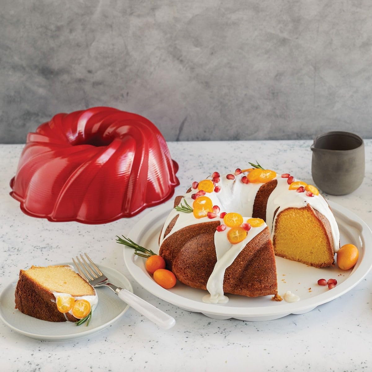 Holiday Formed 11-Cup Swirl Bundt Pan | Red by Nordic Ware – 11-Cup, 11.0 cups, Aluminum, Red, Model 53325