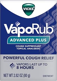 Vicks VapoRub Advanced Plus, Powerful Cough Suppressant, Topical Chest Rub & Analgesic Ointment, Medicated Vapors, Fast Cough Relief, 2.82oz x 2