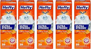 Hefty Ultra Strong Tall Kitchen Trash Bags, Citrus Twist, 13 Gallon, 20 CT (Pack of 5)