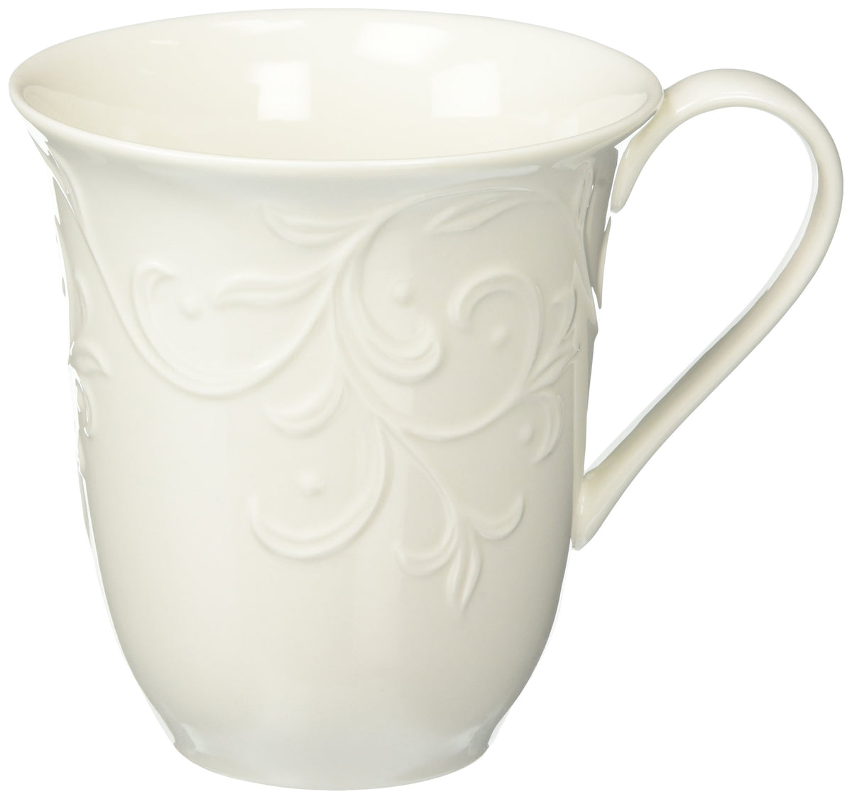 Opal Innocence Carved Mugs by Lenox – 12 Ounces, 12 fluid_ounces, Stoneware, White, Model 31881