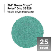 Green Corps Roloc Disc by 3M – 2 in, Factory, Pack of 25, Model 36526