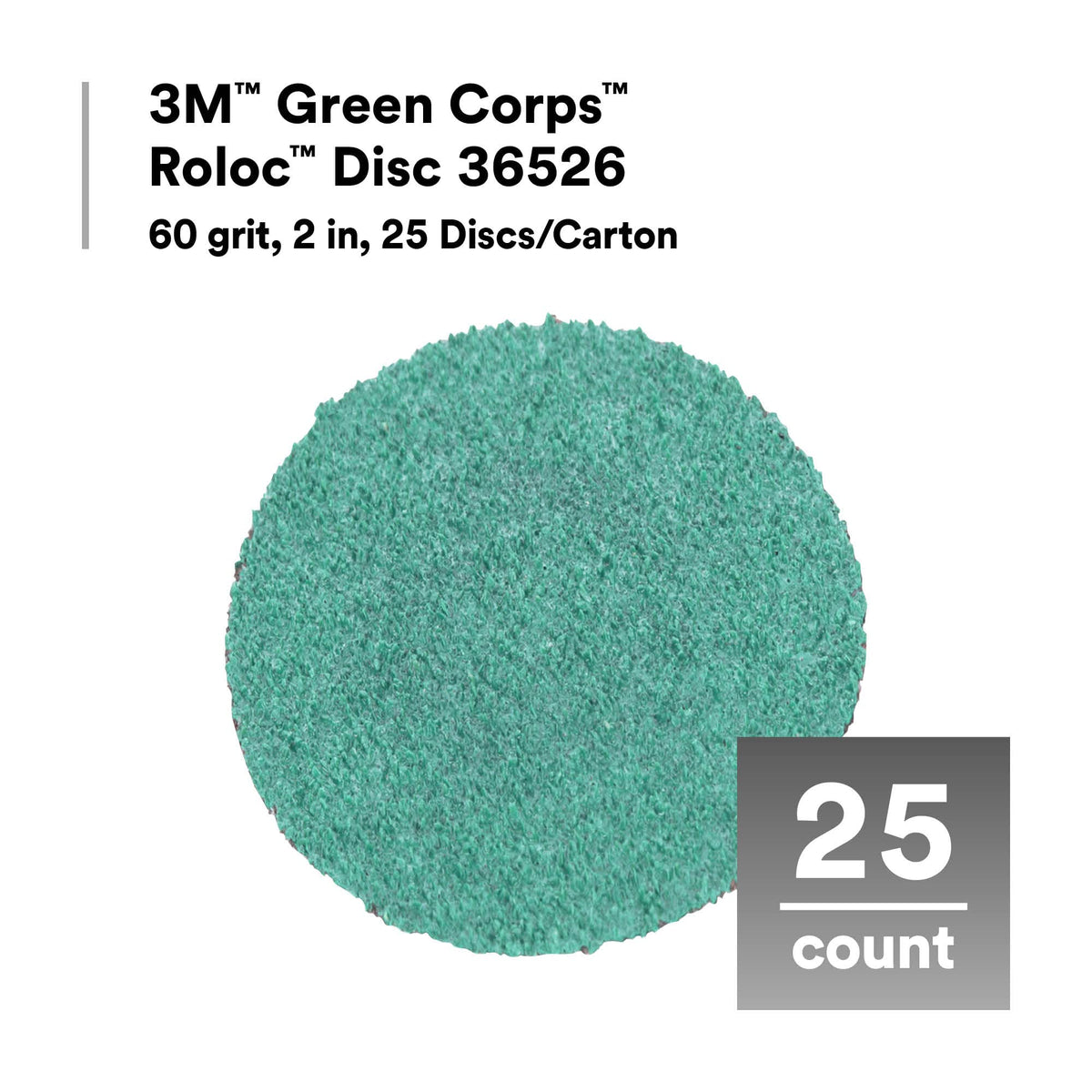 Green Corps Roloc Disc by 3M – 2 in, Factory, Pack of 25, Model 36526