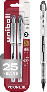 Uni-Ball uniball Vision Elite Rollerball Pens, Bold Point (0.8mm), Black, 2 Pack
