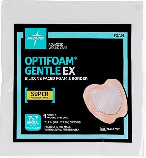 Medline Optifoam Gentle EX Sacrum Foam Dressing, 7" x 7", in Educational Packaging, Each