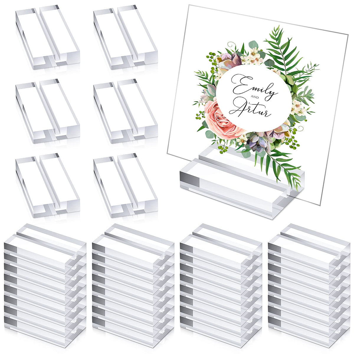 Blulu Acrylic Place Card Holders, 2 Inch Clear Stands with 3mm Slot, Set of 60