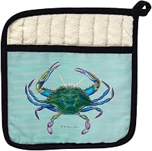 Betsy Drake PT004C Blue Crab Aqua Pot Holder