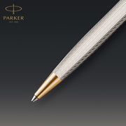 Sonnet Ballpoint Pen by Parker – 1 Count (Pack of 1), Sterling Silver Brass, Premium Silver, Model 2119796