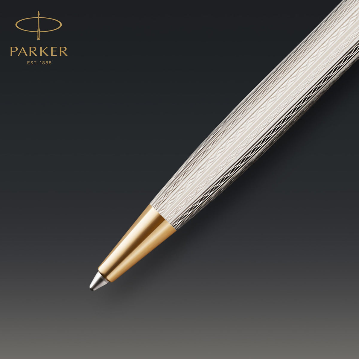 Sonnet Ballpoint Pen by Parker – 1 Count (Pack of 1), Sterling Silver Brass, Premium Silver, Model 2119796