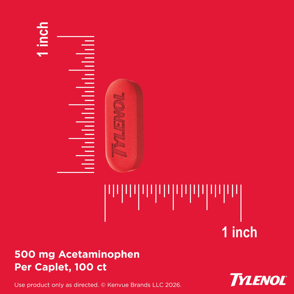 Extra Strength Easy to Swallow Acetaminophen Caplets by Tylenol – 100 Count, Red, Pack of 100, Model Tylenol Extra Easy to Swallow