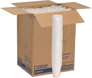 Georgia-Pacific Case Pack of 20 DIXIE Perfect Touch 16 Oz insulated paper hot cups. White - Bag of 5