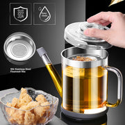 MeiAoJia Gravy Fat Separator, 1000ml Borosilicate Glass with Strainer, Transparent