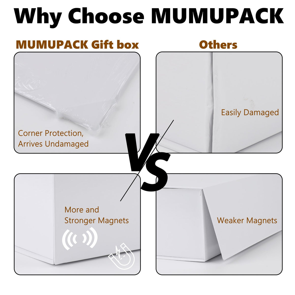 Mumupack Cardboard Gift Boxes, 12x8x4.5 Inches, White 6 Pack