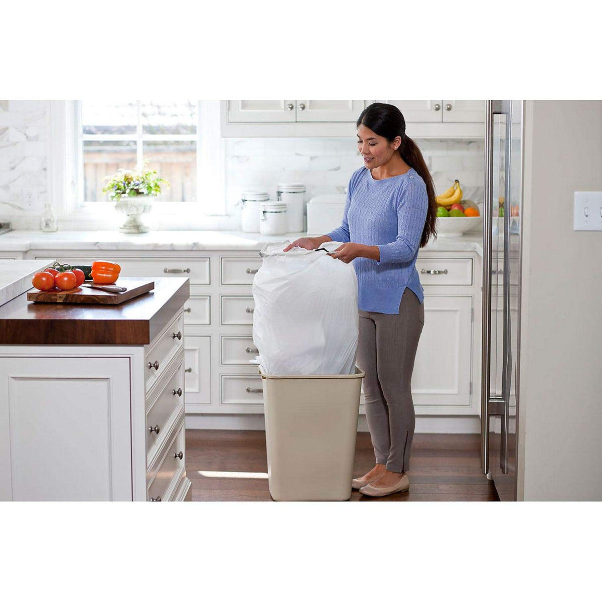 Glad Forceflexplus 13-Gallon Tall Kitchen Drawstring Trash Bags 120 Ct – 120 Count (Pack of 1), 13.0 gallons, Plastic, White, Model 43551-43683