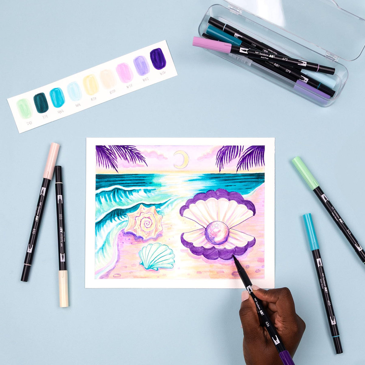 Dual Brush Pen Art Markers by Tombow – 1 Count (Pack of 10), Plastic (Body), Felt (Tip), Model 56256