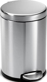 simplehuman Round Step Can, 4.5L / 1.2 Gallon Compact Bathroom Trash Can, 150,000-Step Pedal, Lid Shox® Silent Close, Removable Inner Bucket, Brushed Stainless Steel