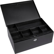12-Inch Cash Box and 6 Compartment Tray with Key Lock by Barska – 12 Inch, 121.125 cubic_inches, Alloy Steel, Black, Model CB11792