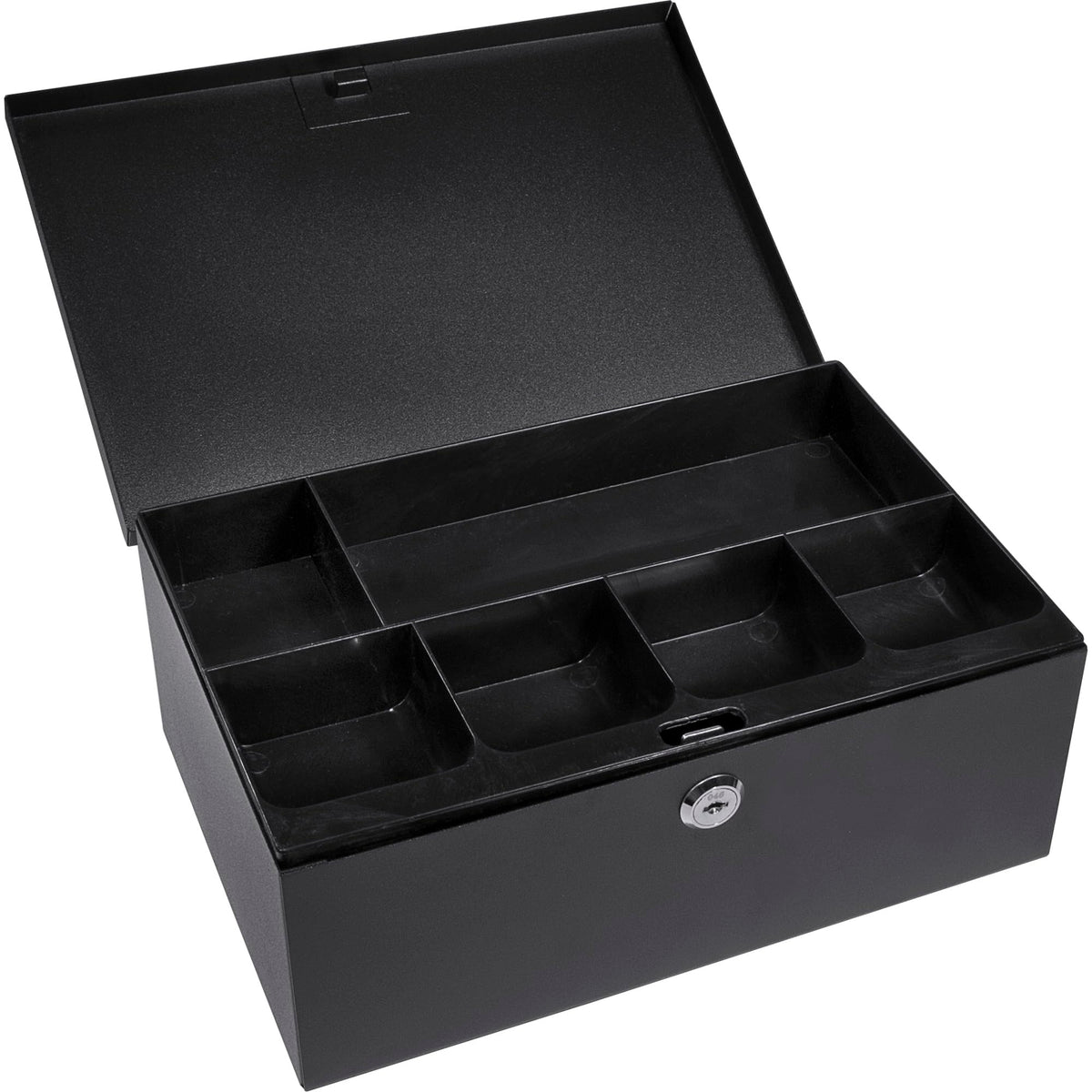 12-Inch Cash Box and 6 Compartment Tray with Key Lock by Barska – 12 Inch, 121.125 cubic_inches, Alloy Steel, Black, Model CB11792