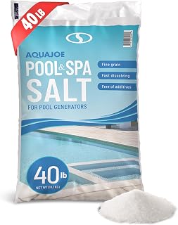 Aqua Joe Pool and Spa Salt for Pool Generators, 40 Pound Bag - Fast Dissolving Fine Grain for Above Ground and Inground Pools and Hot Tub Systems, AJ-PS40 | Fast Dissolving Fine Grain for Above Ground and Inground Pools and Hot Tub Systems