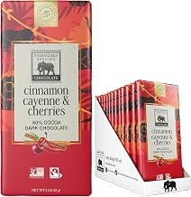 Endangered Species Dark Chocolate Cinnamon Cherry Bar, Pack of 12 | Rich 60% dark chocolate with cinnamon, cayenne, and cherry for a bold, sweet and spicy cocoa experience.