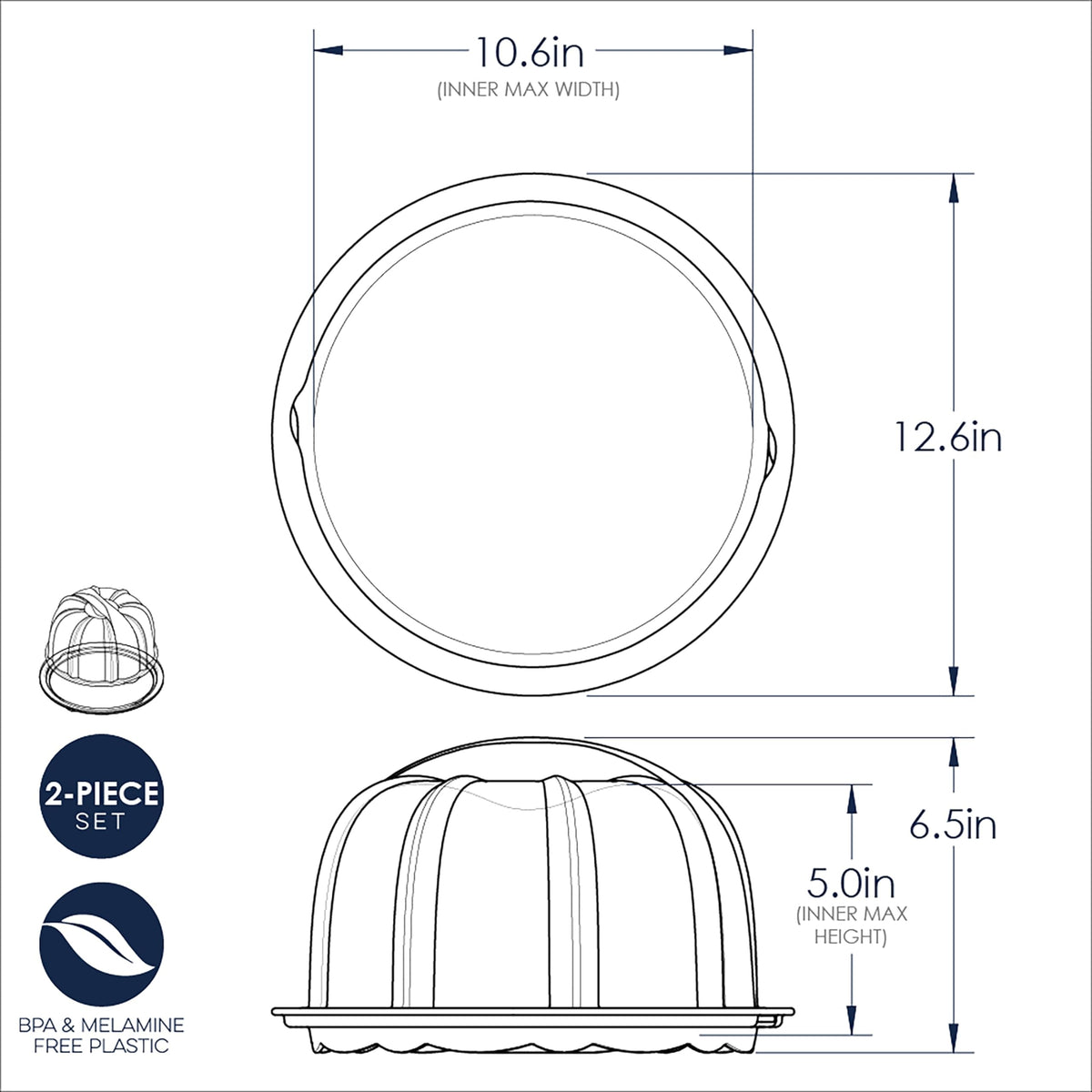Translucent Bundt Cake Keeper by Nordic Ware – 10.7" x 10.7" x 6.1", 440.2 cubic_inches, Plastic, Sea Glass, Model 50099AMZM