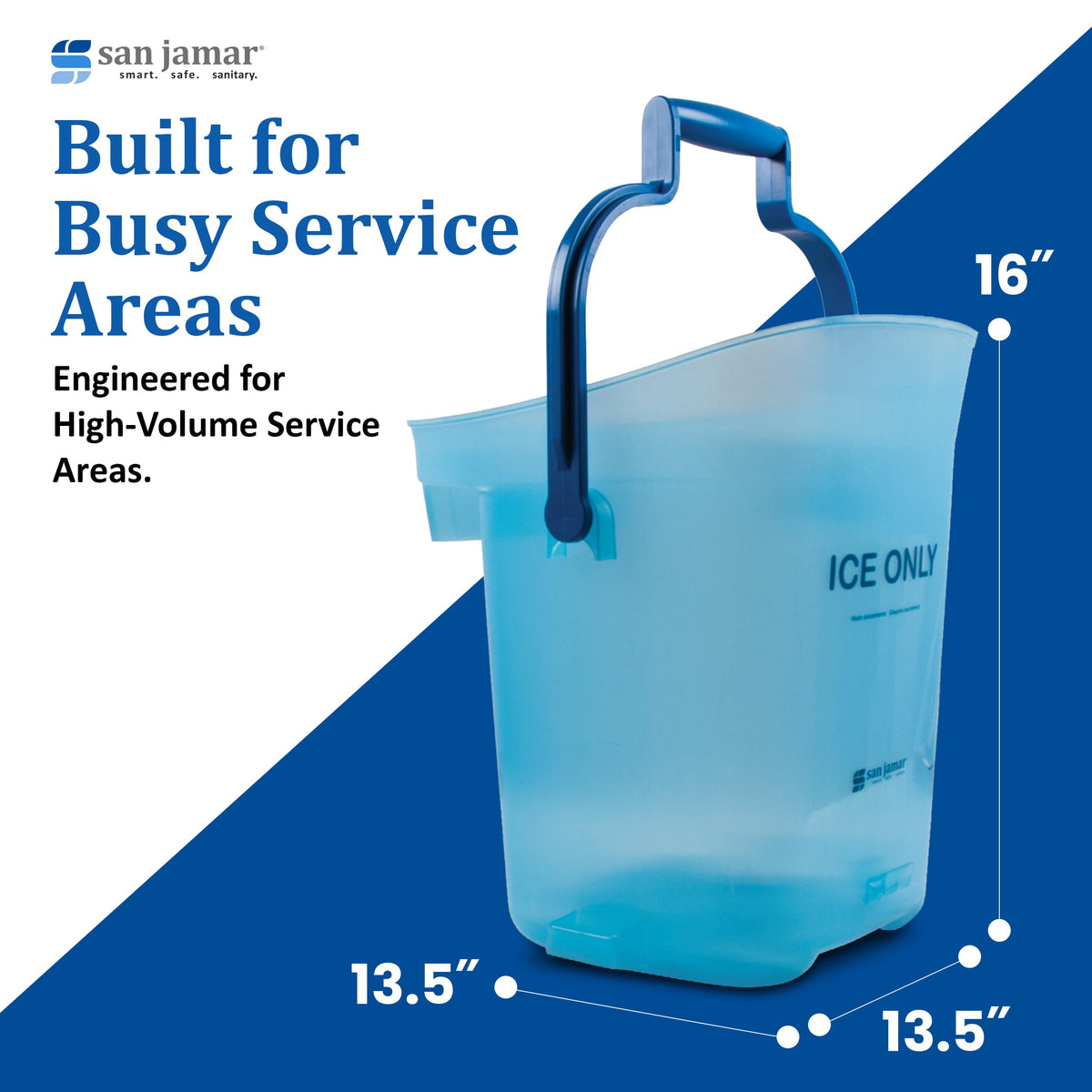 Ice Bucket by San Jamar – 6 Gallon, 13 1/4 x 16, 6.0 gallons, Plastic, Blue, Model SILD6000