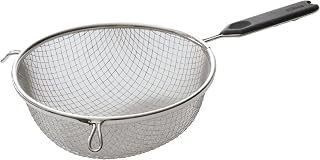 Winco 8" Stainless Steel Mesh Strainer, Bowl, Double Fine Mesh, Stainless | Double fine, Tin-plated steel, Wire handle, Hanging loop, Deep bowl, Great for Draining Pasta, Rinsing Produce and Straining